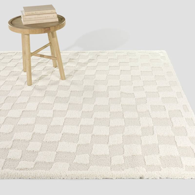 Bingham Abstract Checkered Area Rug - 7'10" x 10' - Cream - Rectangle