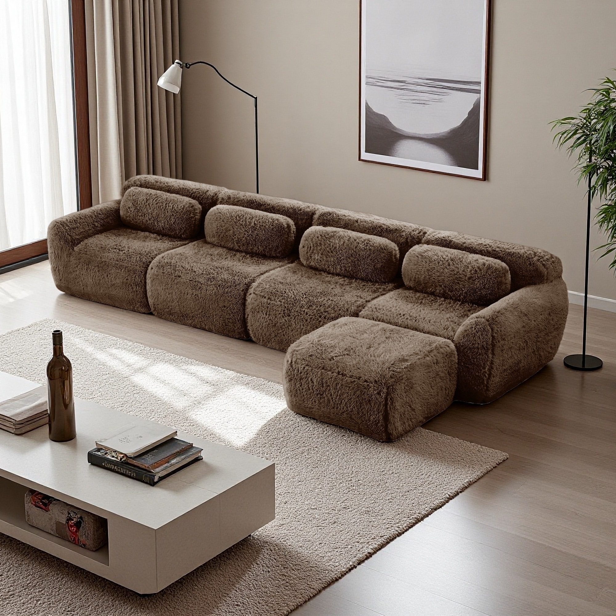 149" Plush L-Shaped Sectional Sofa with Free Combination, 32D High-Density Foam and No Assembly Required