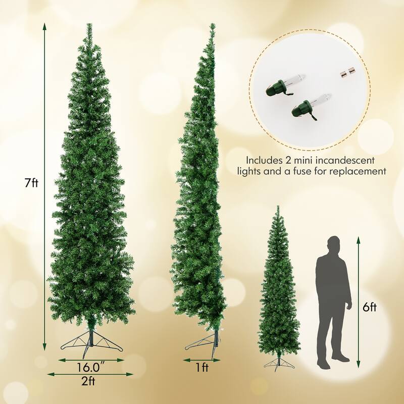 7FT Half Christmas Tree Holiday Decoration Tree with Lights