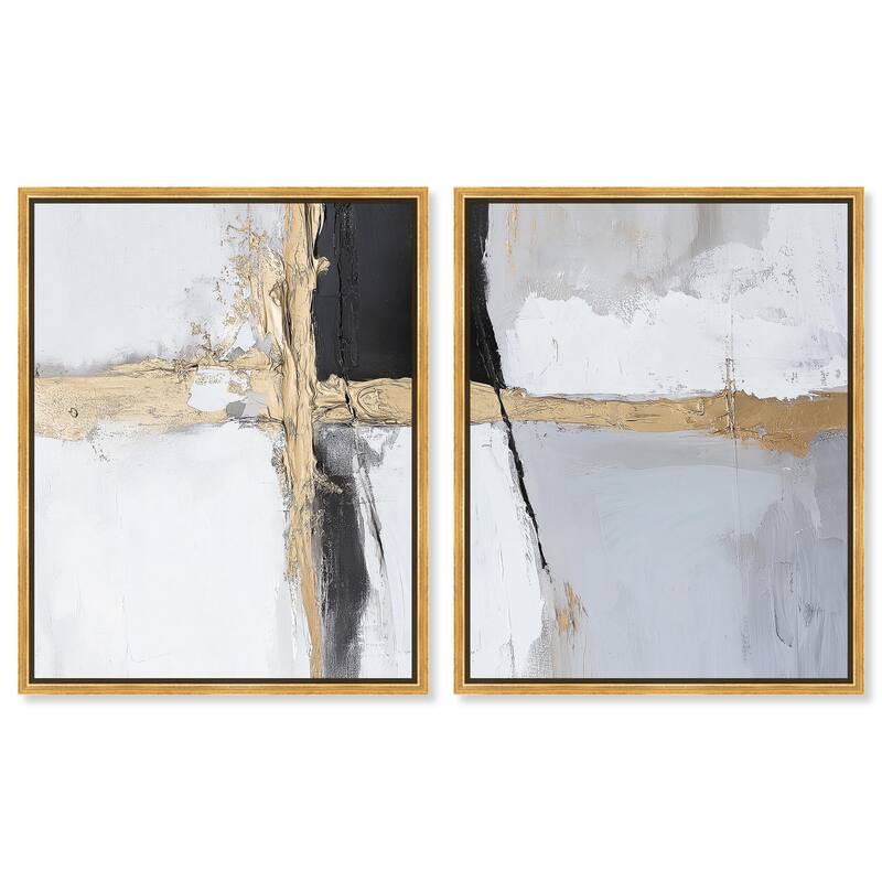 Cracks of Creation IV Canvas Set of 2 by Art Remedy - 20" x 24" - Gold