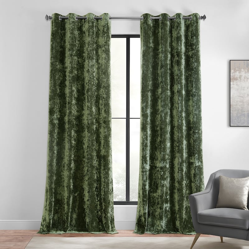 Exclusive Fabrics Lush Crush Velvet Curtains - Grommet Room Darkening Curtain for Bedroom & Living Room (1 Panel)