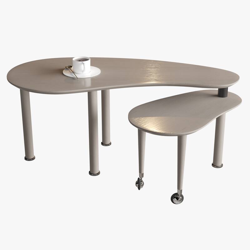 Contemporary rotatable cocktail table with solid rubber wood legs, 360 degree rotating coffee table
