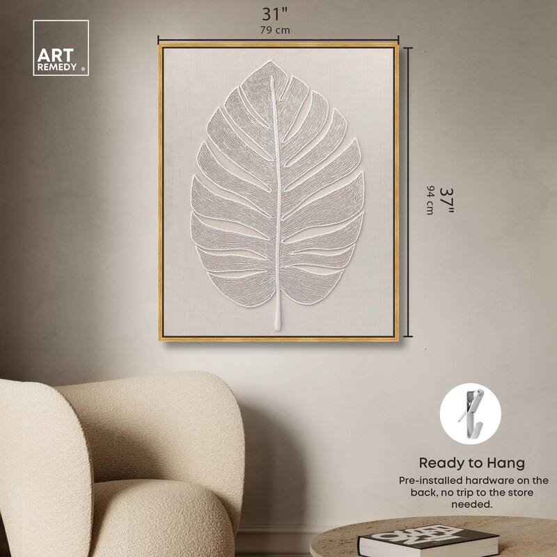 Linen Leaf I Canvas by Art Remedy