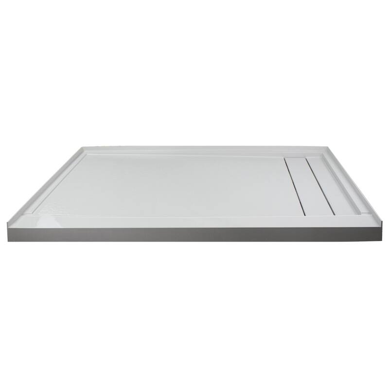 Transolid Linear 60" x 32" Alcove Shower Base with Right Hand Drain - 60" x 32" - 60" x 32" - Grey