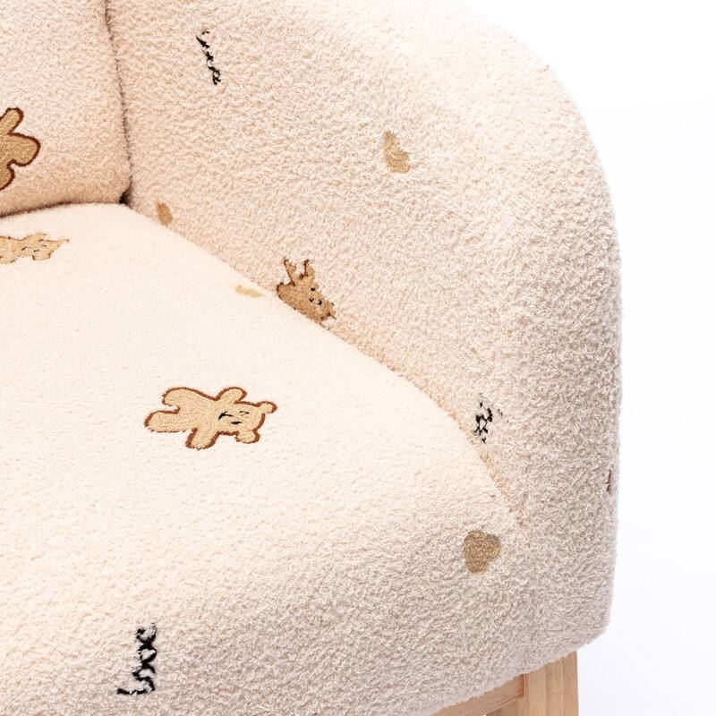 26.8"W Rocking Chair for Nursery, Boucle Nursery Chair With Side Pocket