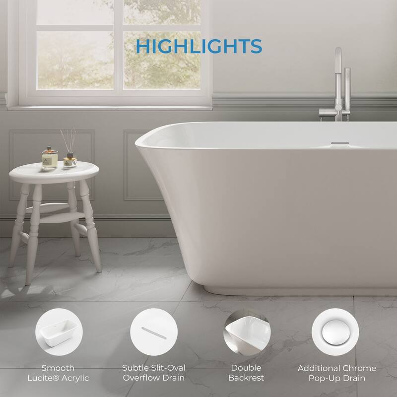 OVE Aveline 60-inch Free-Standing Bathtub in Glossy White