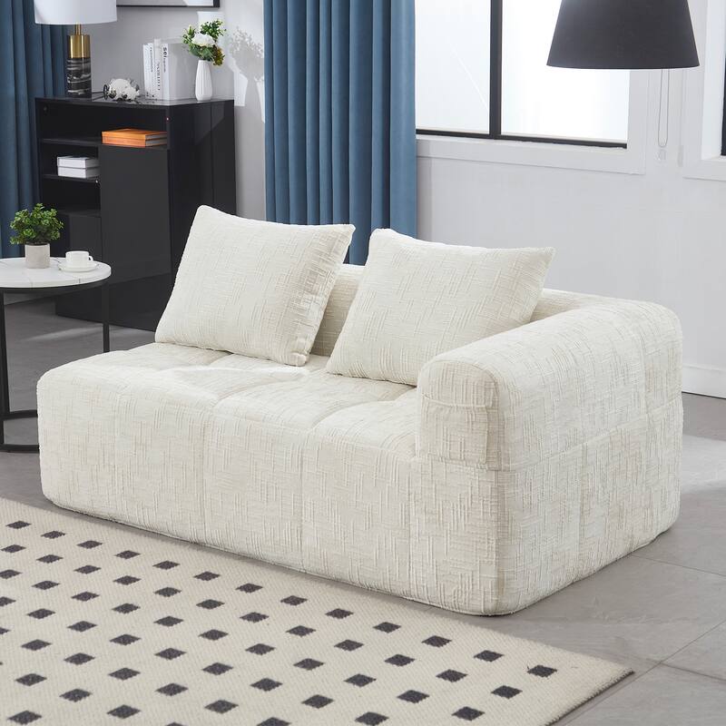 Chenille Loveseat Sofa, Minimalist Modular Sleeper for Living RoomS
