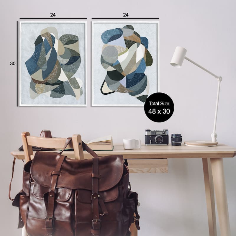 Stupell Neutral Geometric Patterns Framed Giclee Art Design By Coco Good (Set of 2)