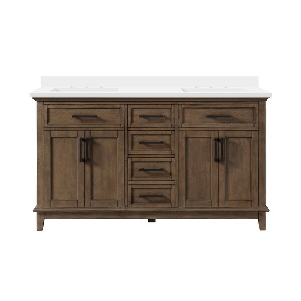 OVE Decors Derry 60 in. Double Sink Vanity Almond Latte Power Bar. Opens flyout.