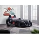 preview thumbnail 1 of 6, Modern Novelty Style Twin Size Bed Race Car Design Attached Two Magnetic Doors With Led Lights On Wheels Black