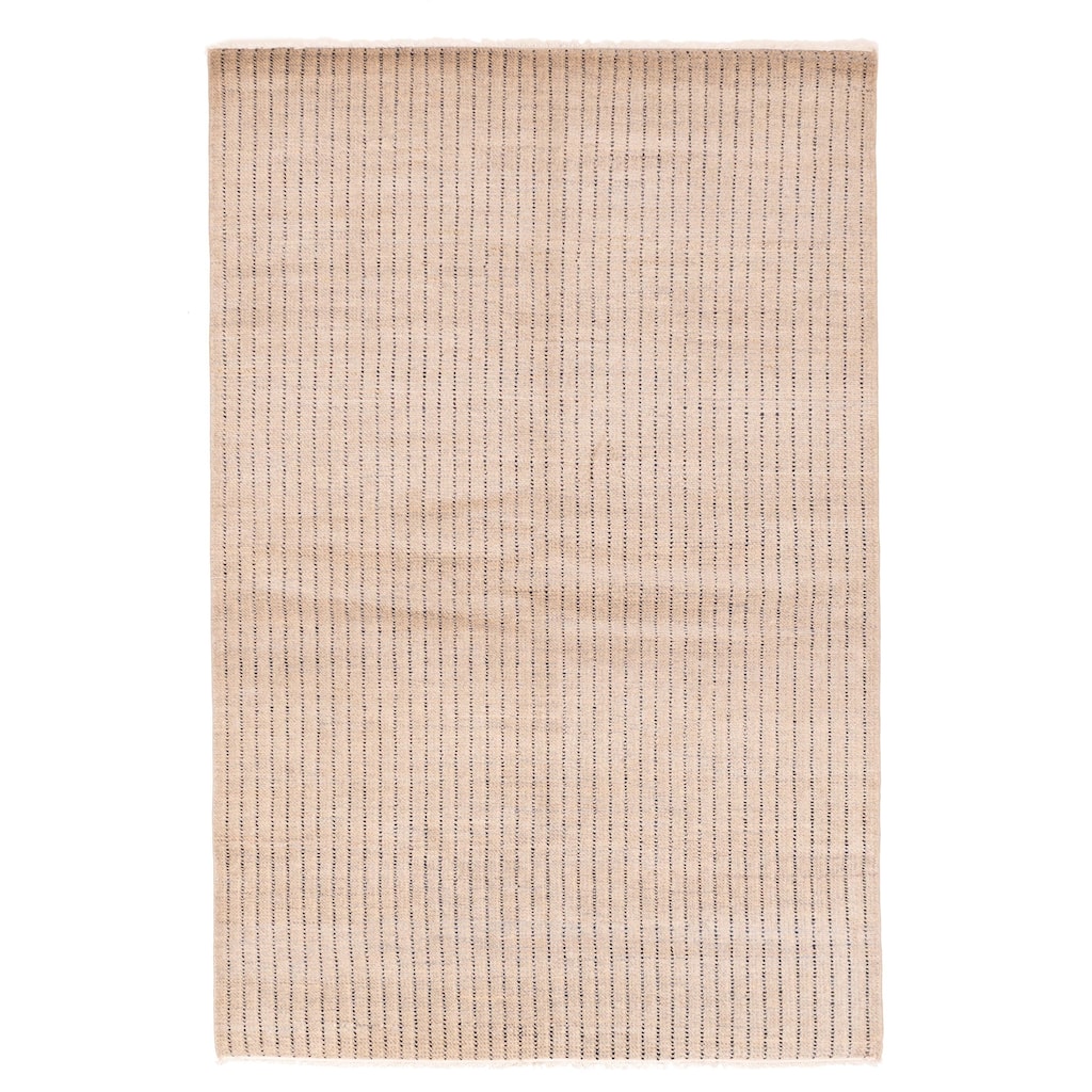 ECARPETGALLERY Hand-knotted Silk Shadow Tan Wool Rug - 6'1 x 9'3