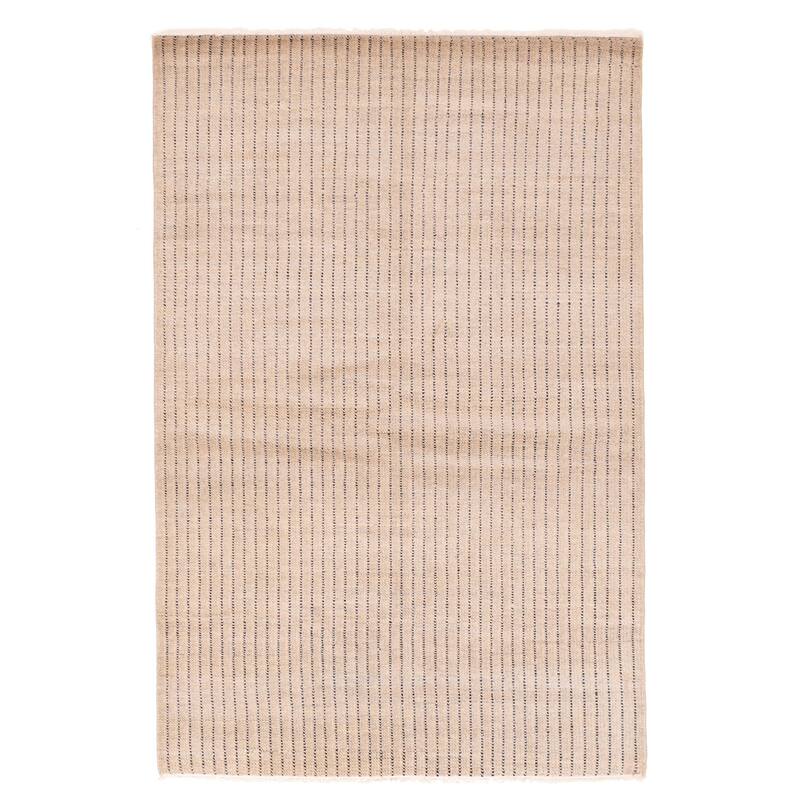 ECARPETGALLERY Hand-knotted Silk Shadow Tan Wool Rug - 6'1 x 9'3