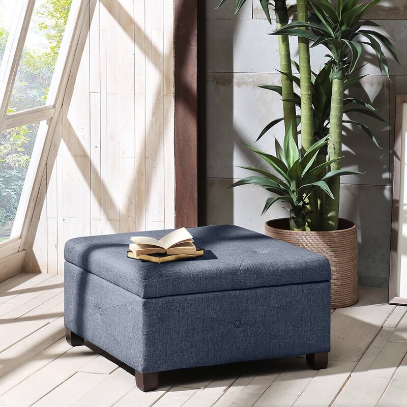 Convenient Soft Close Storage Ottoman for Effortless Use - Blue