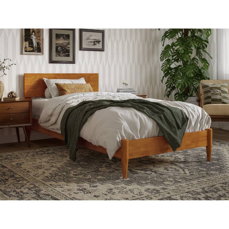 Aria Solid Wood Modern Low Profile Platform Bed - Light Toffee - Twin XL