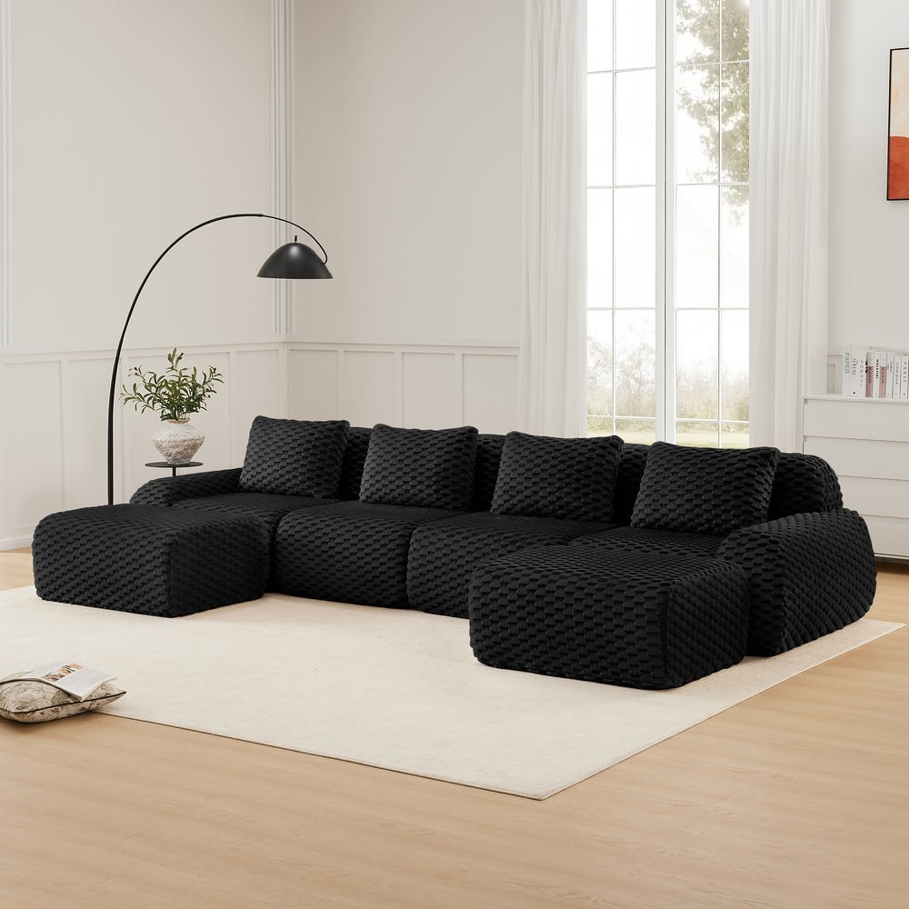 146" Modern U-Shaped Modular Sectional Sofa for Living Room,Flannelette Fabric,Oversized 4-Seater Couch