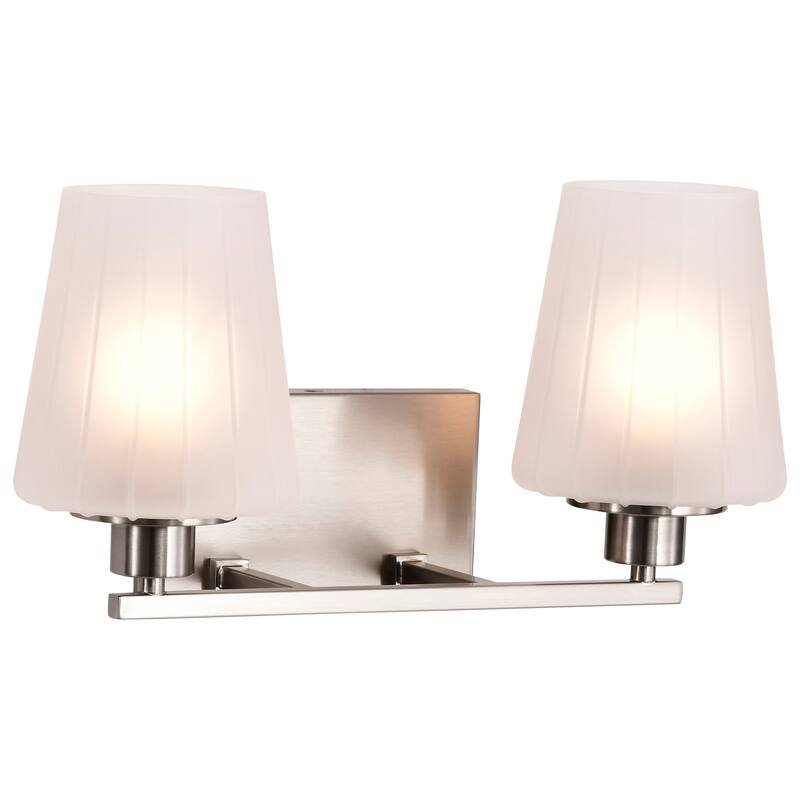 Lune 2 Light Vanity Brushed Nickel Finish Etched White Glass - Brushed Nickel
