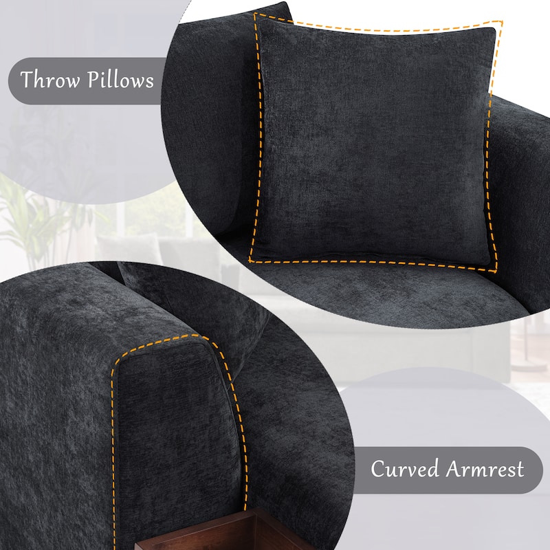 Sectional Sofa 93.7" L-shaped Sofa Upholstered Sofa Couch with wooden Storage Compartment for Living Room