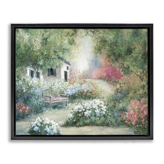 Stupell Charming Cottage Garden Path Framed Floater Canvas Wall Art ...