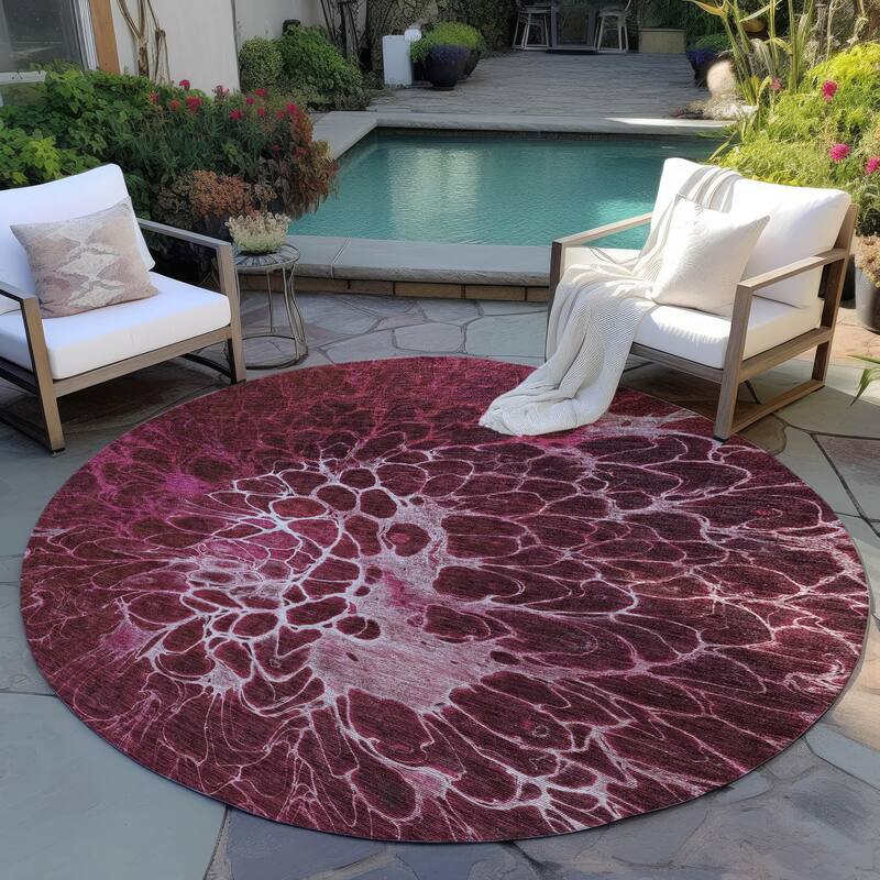 Machine Washable Indoor/ Outdoor Chantille Modern Floral Rug