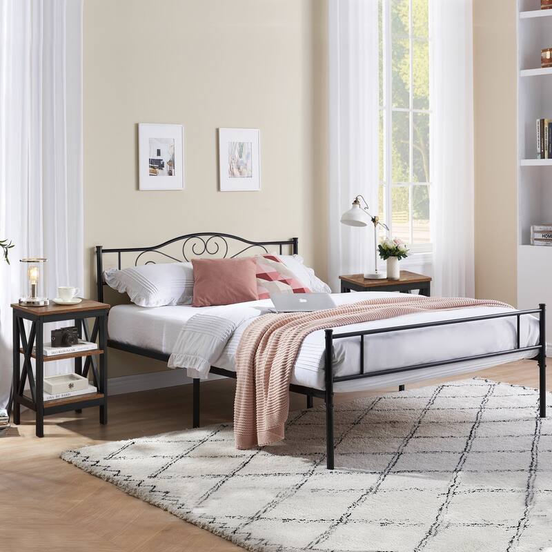 Taomika 3-Pieces Bed Frame and Modern Nightstands Sets