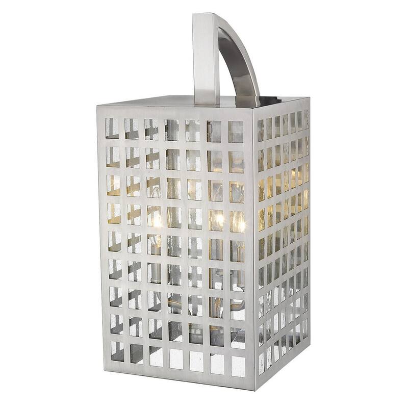 3-Light Hardwired Flush Mount Outdoor Wall Light with Clear Seedy Glass and Steel Frame E12 Base