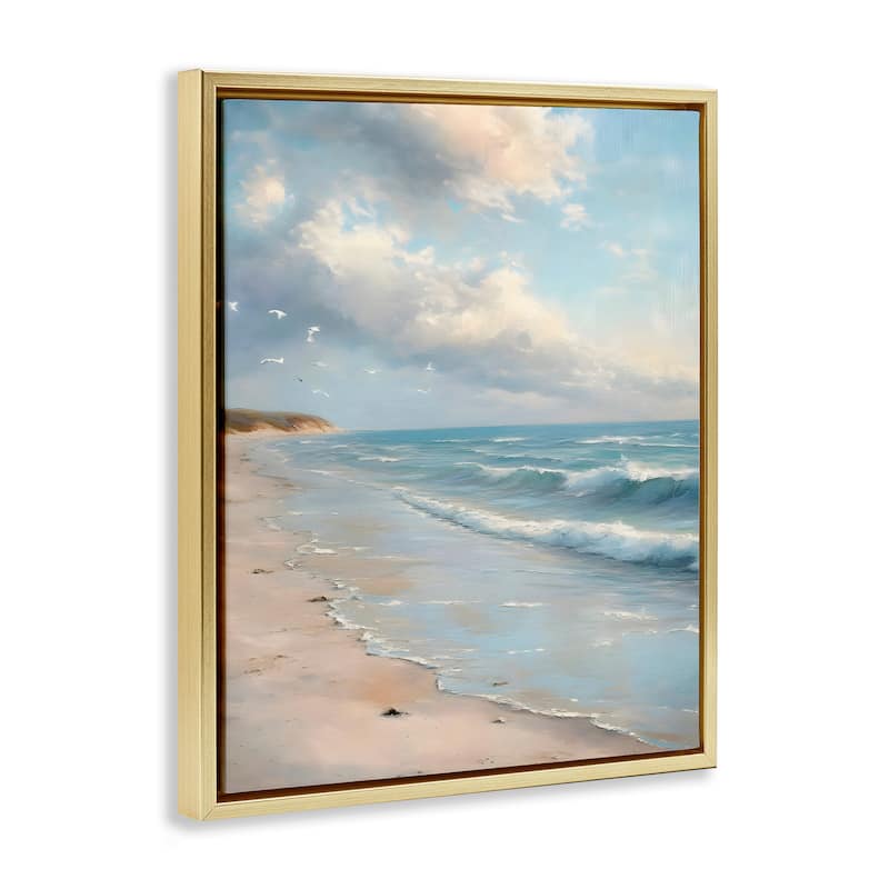 Stupell Where Seagulls Fly Beach View Framed Floater Canvas Wall Art Design By Franklyn Gregory