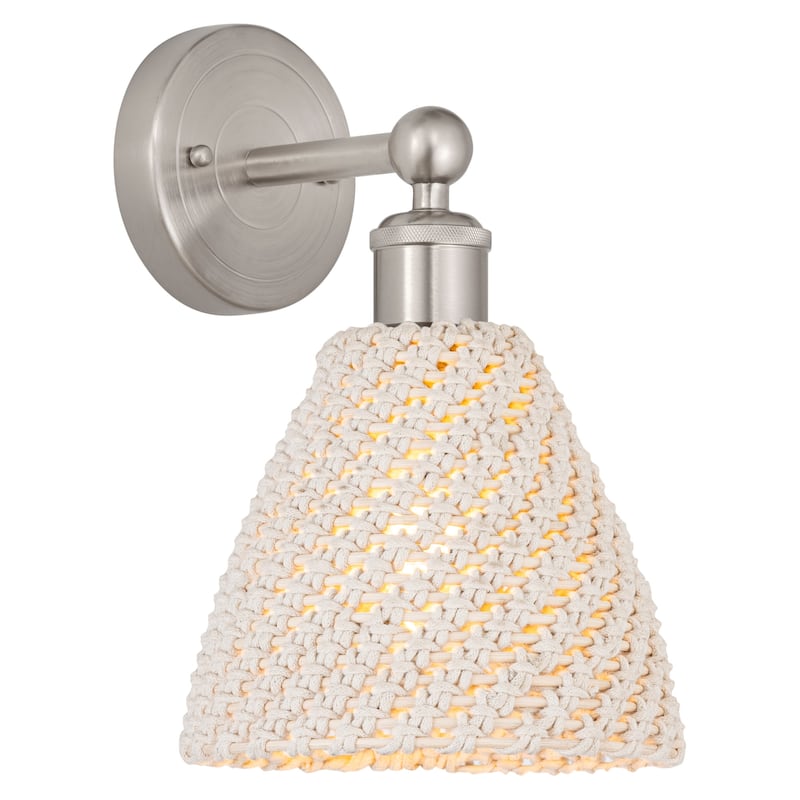Innovations Lighting 616-1W-12-8 Bristol Natural Sconce Bristol - Brushed Satin Nickel / Natural