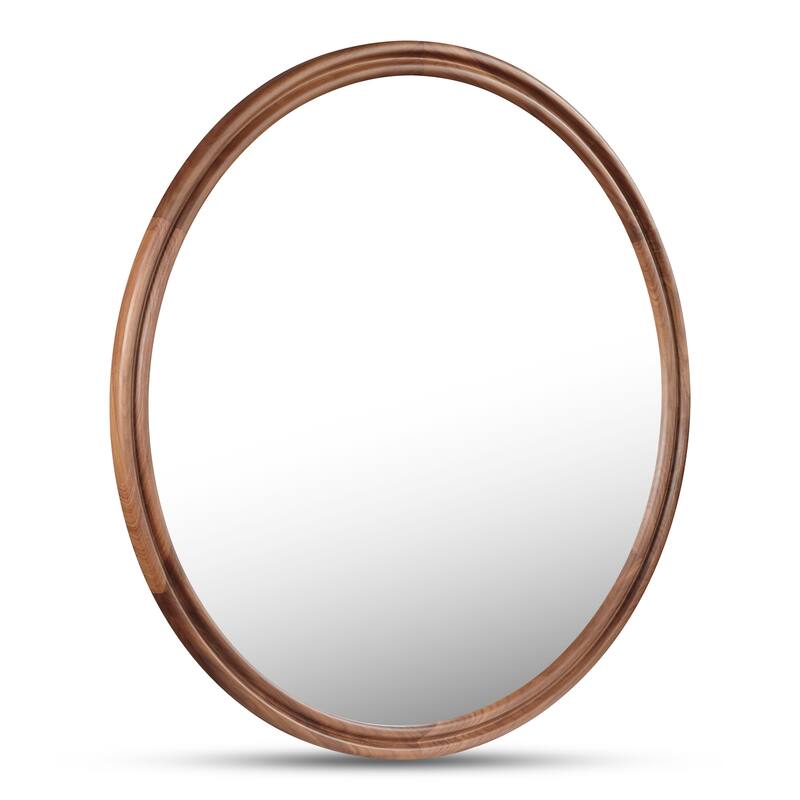 NADAAL STUDIOS Olyen Mirror, Oval Solid Walnut Frame with Double Edge Detail, Natural Walnut