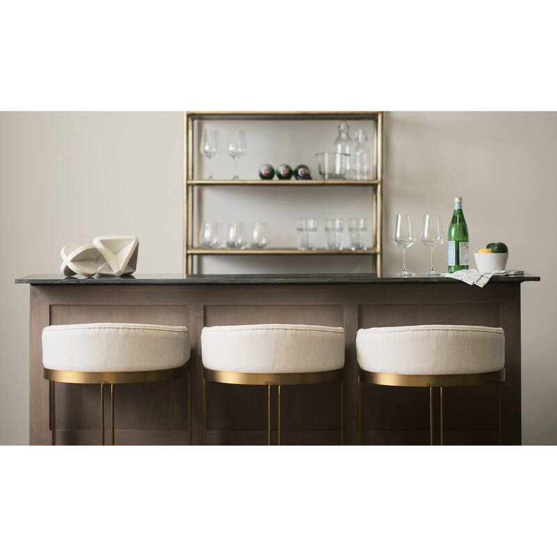 Hollyfield Cream Fabric Seat with Gold Metal Frame Counter Stool