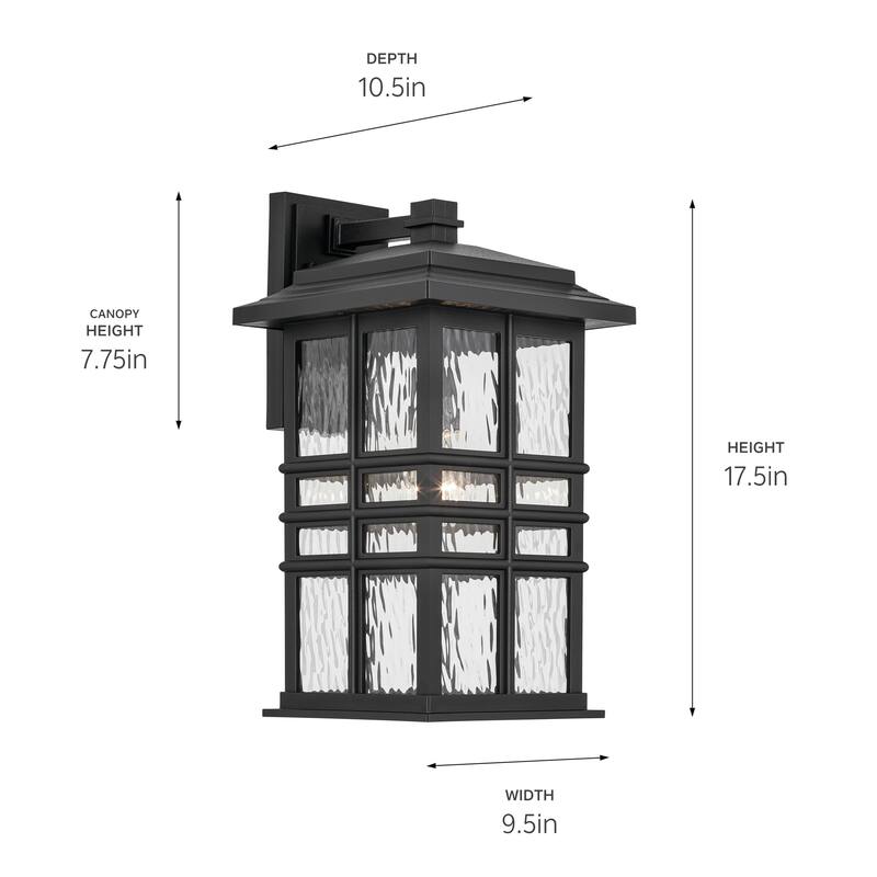 Kichler Lighting Beacon Square 17.5 in. 1-Light Textured Black Outdoor Wall Sconce - 17.5 in