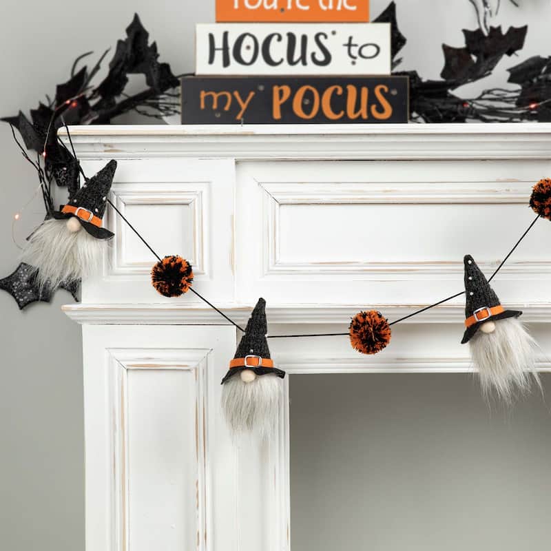 Glitzhome 6'L Happy Halloween Fabric Gnomes Garland