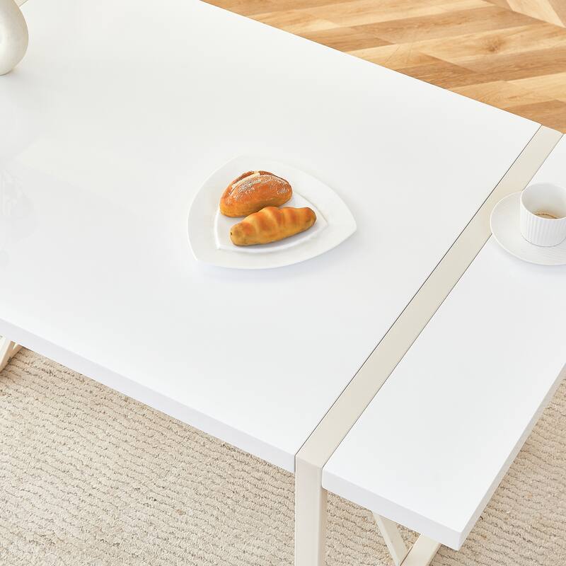 Roomfitters Industrial Dining Table for 4-6 with 1.5 Inch Thick MDF Top and Black Metal Frame for Kitchen or Patio