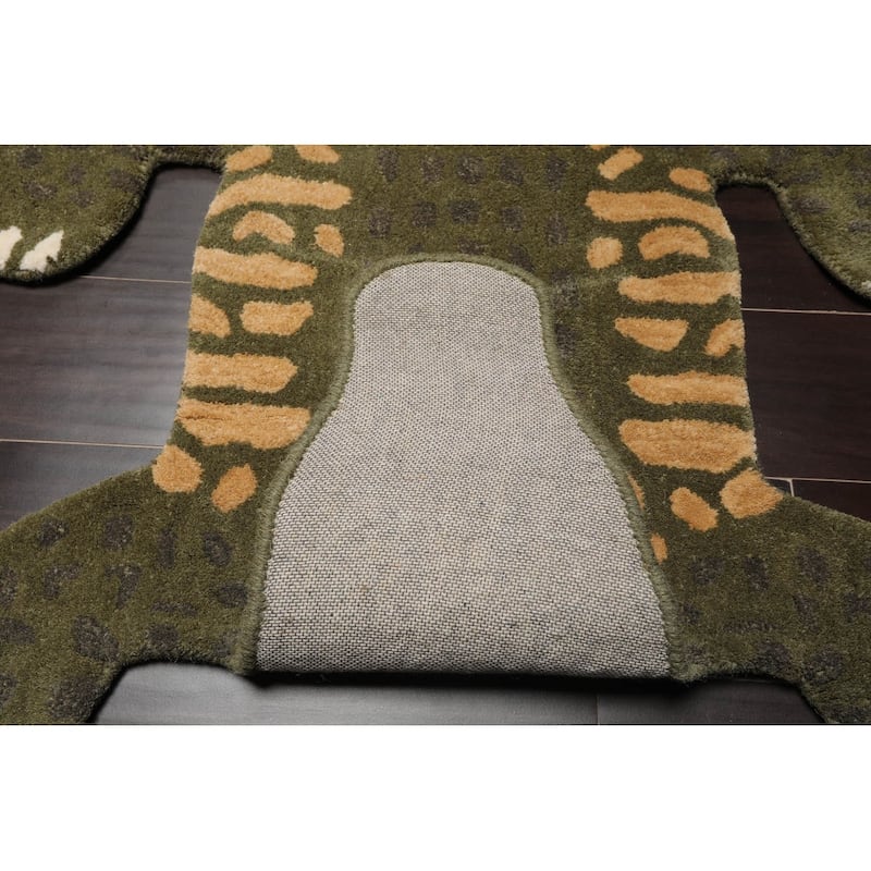 Hand Tufted Hand Made Wool Crocodile Novelty Oriental Area Rug Green - 3' x 5'