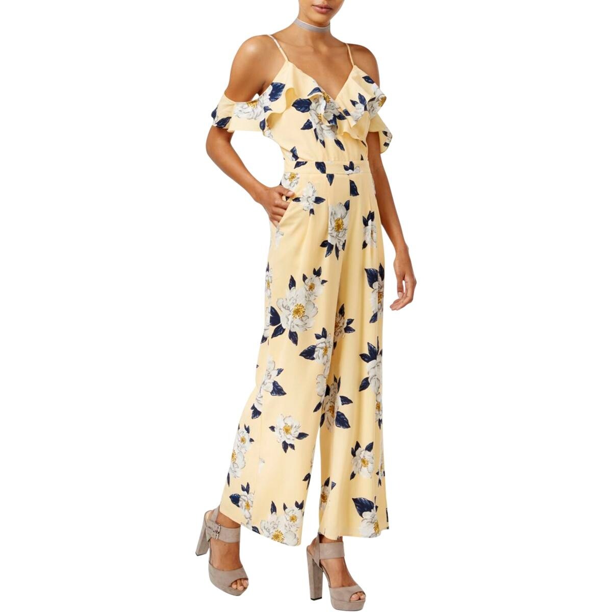 J.O.A Womens Floral-Print Off-The-Shoulder Off-Shoulder Dress