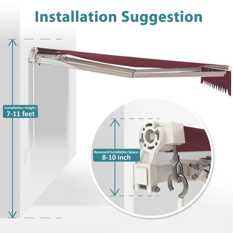 MCombo10x8Feet Manual Retractable Patio Door Window Awning Sunshade Shelter Outdoor Canopy