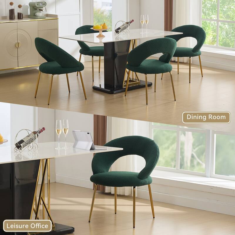 Teddy cloth dining chair with metal legs