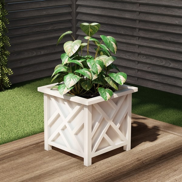 Lattice Design Planter Box undefined 14.75-Inch-Square Decorative Outdoor  Flower or Plant Pot by Pure Garden (White) - On Sale - Bed Bath & Beyond -  11780963