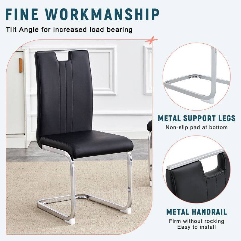 Set of 4 PU material bow-shaped chairs - Perfectly integrated into industrial and modern home design,15.7*20.5*39 inches.