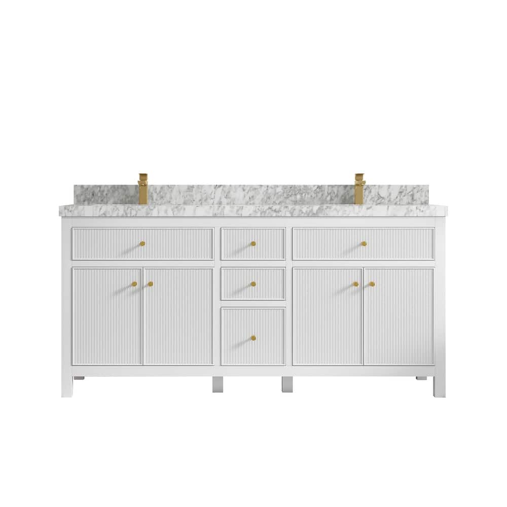 Willow Collections 72 in W x 22 in D Sonoma Free Standing Reeded Double Sink Bathroom Vanity with Countertop