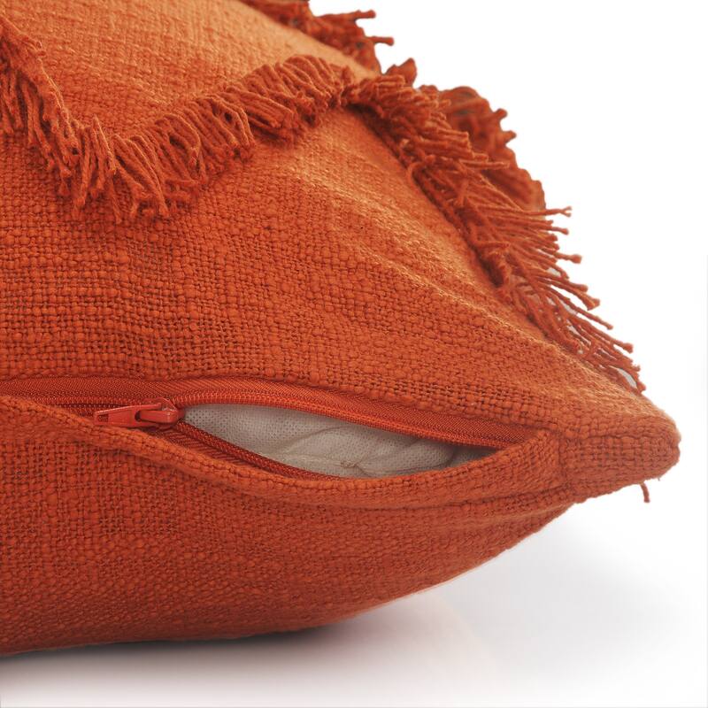 HomeRoots 20" X 20" Cinnamon Orange 100% Cotton Zippered Pillow