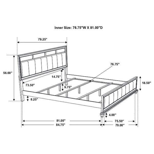 dimension image slide 12 of 32, Barzini 5-Piece Bedroom Set with Upholstered Headboard