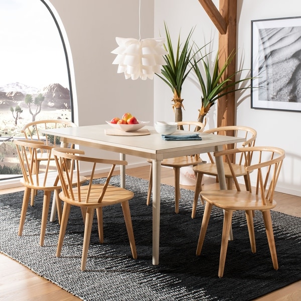 SAFAVIEH Dining Country Blanchard Natural Wood Dining Chairs Set