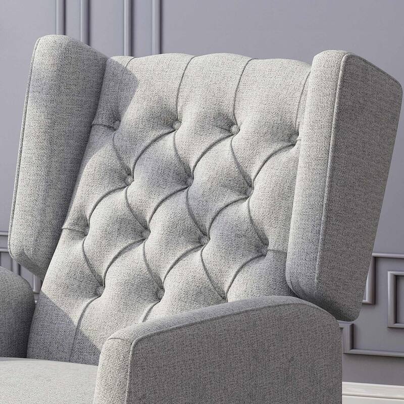 Modern Fabric Recliner with Wingback Design and Tufted Upholstery by Christopher Knight Home
