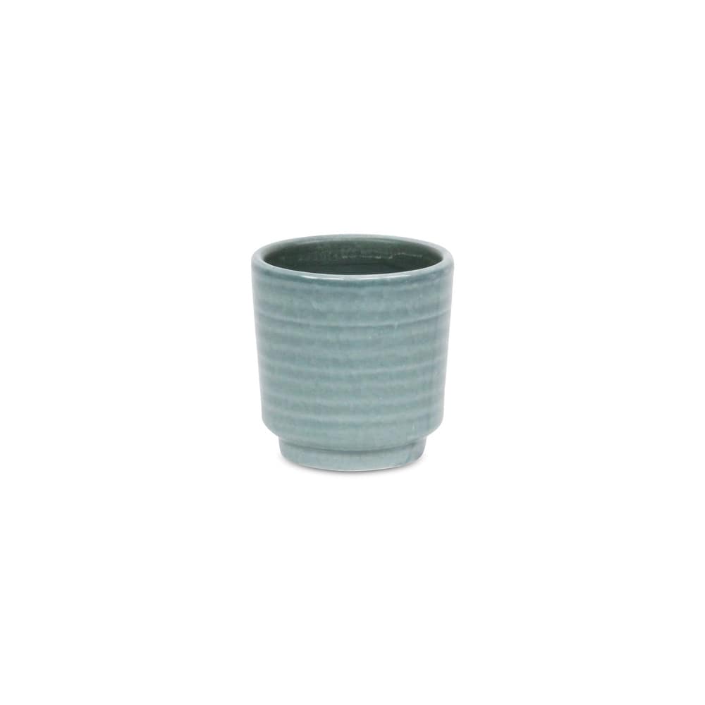 Celadon Gray Ceramic Rippled Planter
