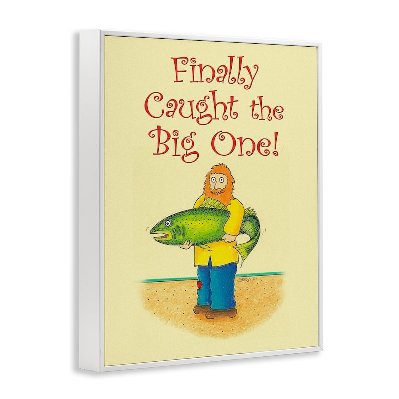Stupell The Big One Fisherman Framed Giclee Art Design By Roger Straub