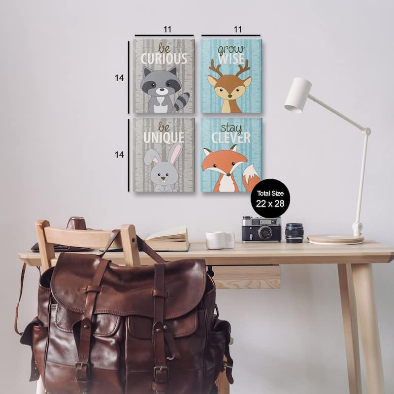 Stupell Inspiring Whimsical Animals Canvas Wall Art Design By Kim Allen (Set of 4)