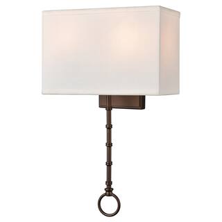 Elk Home Shannon Oil Rubbed Bronze With White Shade 2 Light Sconce