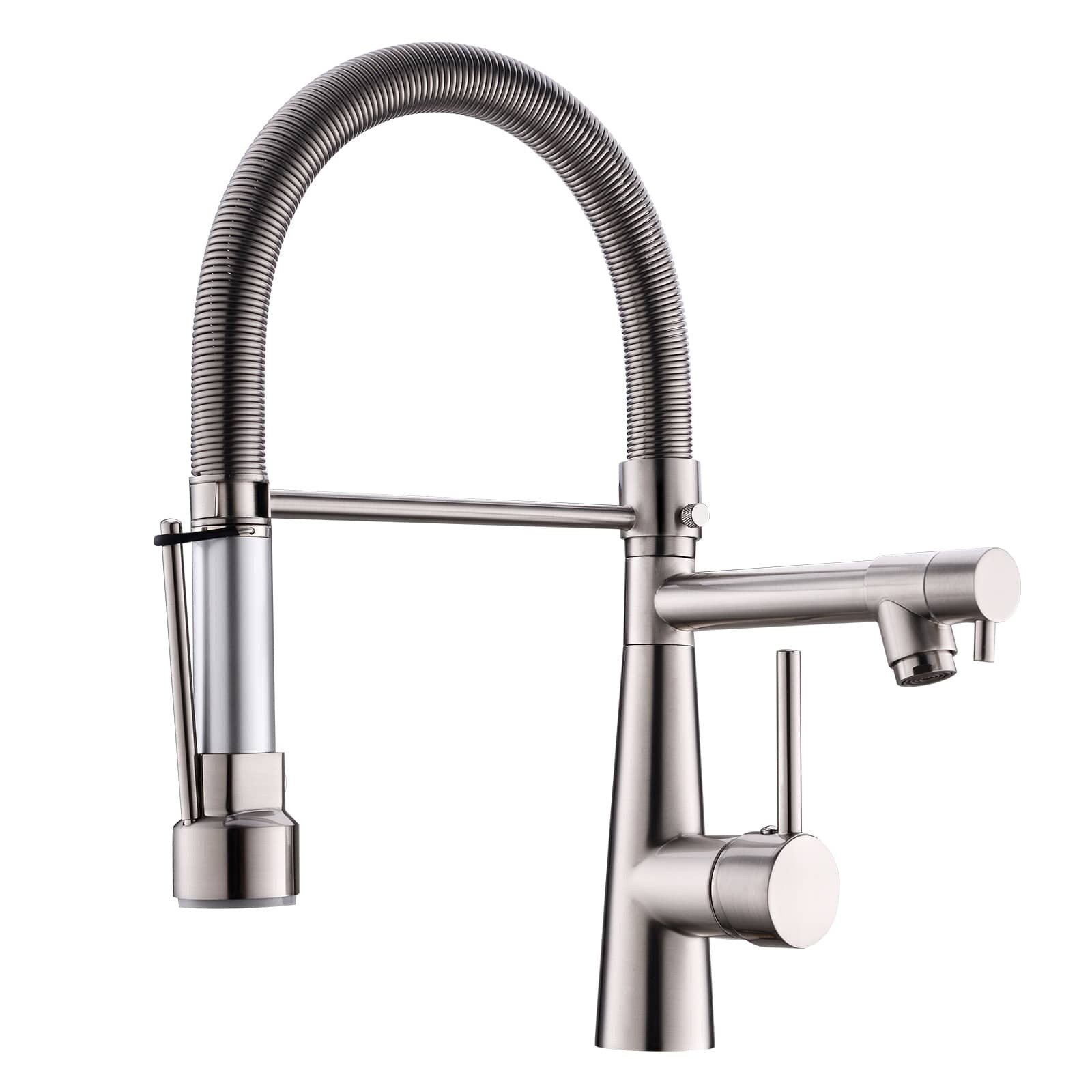 Commercial Kitchen Sink Faucet With Pull Down Sprayer Single Hole Brushed  Nickel Kitchen Faucets Single Handle High Arc Faucets