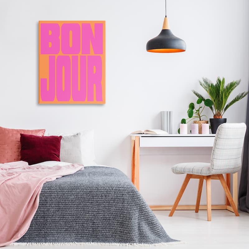 Stupell Bonjour Pink & Orange Canvas Wall Art Design By House of Lulu