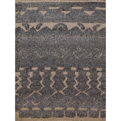 Moroccan Oriental Foyer Rug Hand-Knotted Grey Wool Carpet - 2'0"x 3'0"